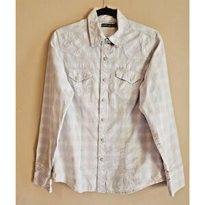 Cruel Girl Womens Shirt L Gray-silver Western Pearl Snap Cowgirl